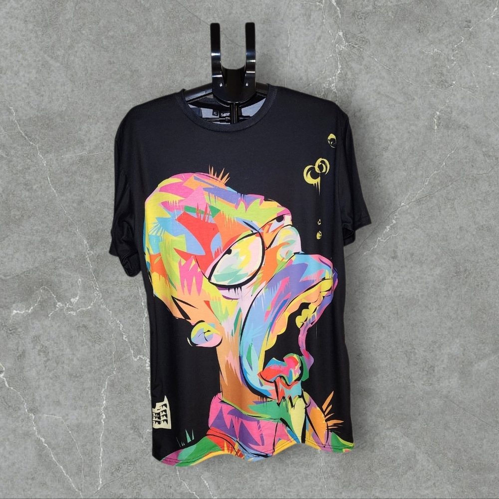 Homer Simpson Shirt Mens XL Color Splash Abstract Trippy iEDM.com Festival